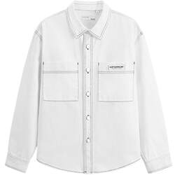 GXG Men's Wear Shopping Mall White Denim Simple Black Top Stitch Contrast Color Shirt Jacket GEX1E913363