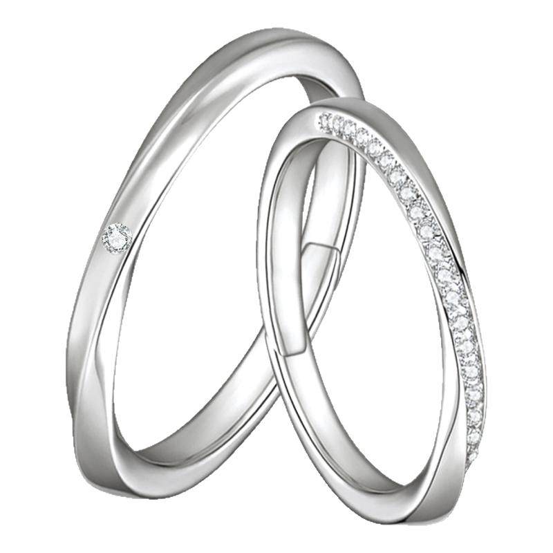 Customized sterling silver couple rings made of 18K gold