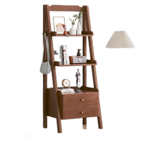 Besti solid wood bookshelf flower rack floor-standing multi-layer storage home bedroom living room simple Nordic storage integrated ladder