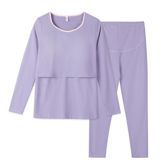 带胸垫孕妇秋冬纯舒绒棉厚秋衣秋裤套装哺乳睡衣月子服保暖内衣女