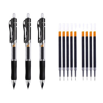 Press the neutral pen 0.5mm refill ballpoint pen signing pen meeting pen black red blue student study office supplies