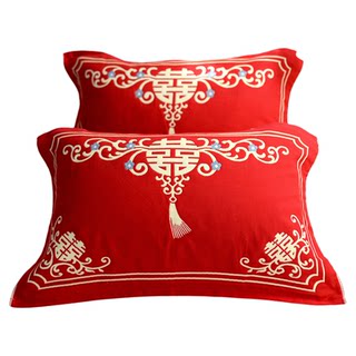 Pillow towel summer red pure cotton high-end dowry wedding