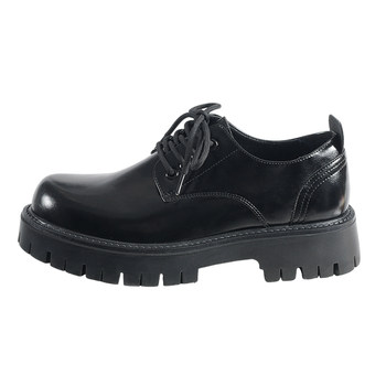 Men's leather shoes, british thick soles, heightening big toe derby shoes