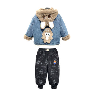 Children's velvet denim jacket autumn and winter 25 new styles