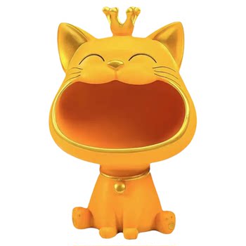 Crown lucky cat home decoration creative big mouth cat handicrafts entrance tv cabinet storage