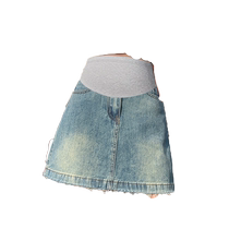 Pregnant woman denim skirt for spring and autumn outer wear high waist slimming belly support hip A-line short skirt summer 2024 new style