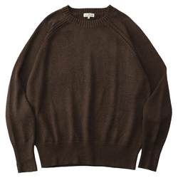 LIVINGTOWN ຍີ່ປຸ່ນ retro ຫຼາຍສີຄໍຮອບ pullover sweater ພື້ນຖານ loose cotton velvet sweater ແຂນຍາວ bottoming sweater