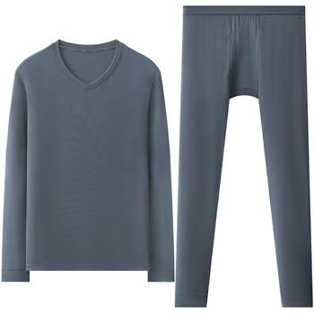 Hongdou ຜູ້ຊາຍ Modal ເຄື່ອງນຸ່ງຫົ່ມດູໃບໄມ້ລົ່ນດູໃບໄມ້ລົ່ນແລະ Pants ດູໃບໄມ້ລົ່ນ Pants V-neck ບາງດູໃບໄມ້ລົ່ນແລະລະດູຫນາວ Bottoming Shirts Basic Slim Fit ຊຸດຊັ້ນໃນຄວາມຮ້ອນ