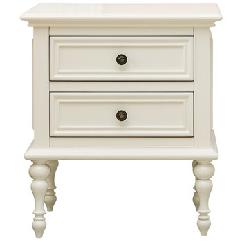 Salome cream white full solid wood side bedside table