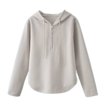 Short half-zip hooded apricot sweatshirt for women 2024 spring and autumn new slim fit sports casual bottoming shirt top