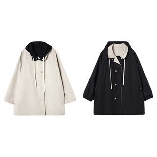 THESOONG/双面二合一风衣极简正反两穿连帽外套7547