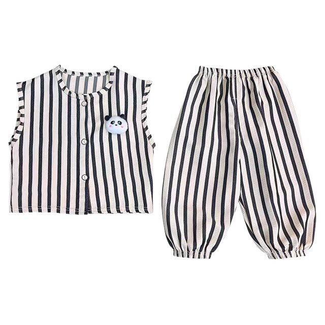 ເດັກນ້ອຍງາມ Cardigan Vest suits Summer Pants ບາດເຈັບແລະ
