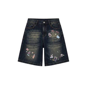 Diddimoda ພິມເສື້ອທີເຊີດ / ໂສ້ງຂາສັ້ນ / ກາງເກງ denim