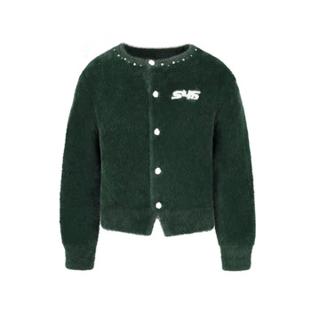 S45 dark green pearl woolen thick cardigan men's autumn new sweater jacket couple wear S45 dark green pearl woolen thick cardigan men's autumn new sweater jacket couple wear