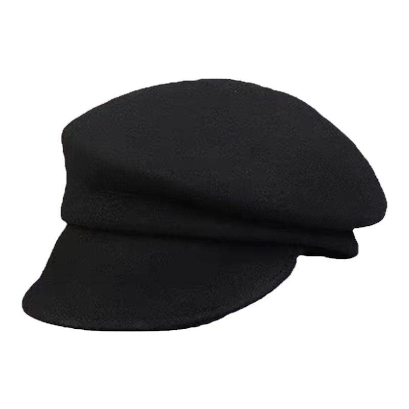 Cheese Shop Stylish Black Wool Newsboy Cap