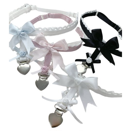 roji爱心捕手lolita过膝袜夹蕾丝花边弹力腿环防下滑固定带可调节