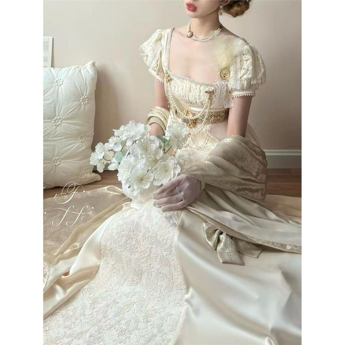 Austin Angel Wings Original Retro Court Style Imperial Dress Lolita Dress Embossed Long Dress Plus Size