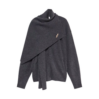 贰羊设计【砚墨】高级感斗篷围巾针织衫女秋冬设计感独特毛衣开衫