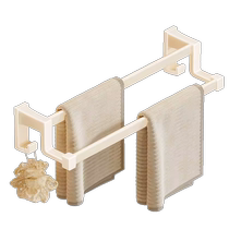 Milk white towel rack bathroom punch-free bathroom toilet toilet hanging towel single pole double pole bath towel storage rack