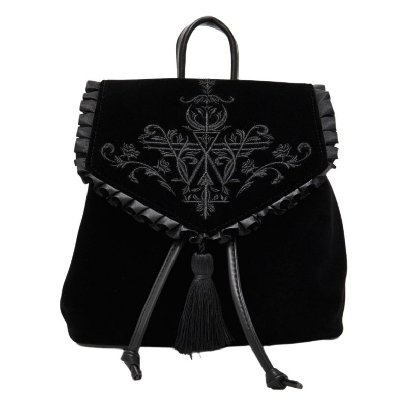 Stereoman European Restyle Dark Harajuku Style Witch Gothic Embroidered Backpack Punk Culture Backpack