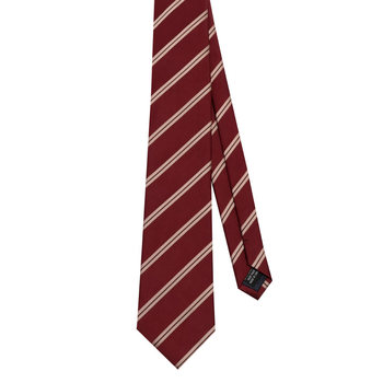 Red striped lazy brown tie for women