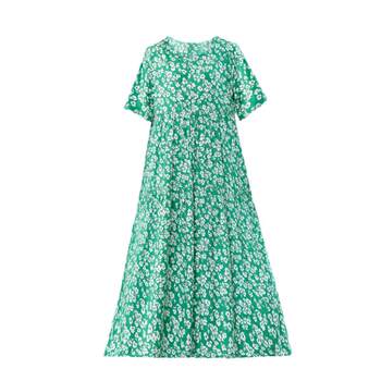 Mom cotton silk dress summer ກາງ​ແລະ​ຜູ້​ສູງ​ອາ​ຍຸ​ຂອງ​ແມ່​ຍິງ​ແຂນ​ສັ້ນ temperament ສູງ temperament ການ​ຄ້າ​ຕ່າງ​ປະ​ເທດ​ສິ້ນ​ຝ້າຍ​ປອມ​ມີ​ກະ​ເປົ໋າ