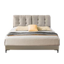 Mousse official flagship store leather bed modern minimalist bed master bedroom high-end atmospheric double bed does not disturb each other wedding bed