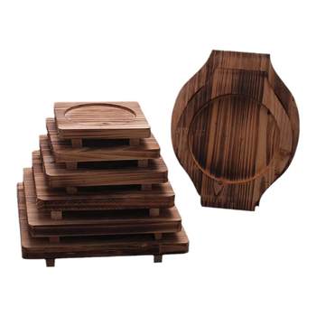 Insulated wooden board pad stone bowl baking tray charcoal roast commercial