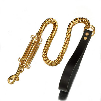 Spring-Cushioned Leash for Medium and Large Dogs, Anti-Shock, Thickened Stainless Steel, Titanium Steel, Bully, Cane Corso, Doberman Dog Leash