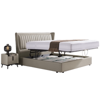 (Same style in store) Gujia Home Leather Bed Master Bedroom Modern Light Luxury Cream Storage Bed Bedroom DS8016