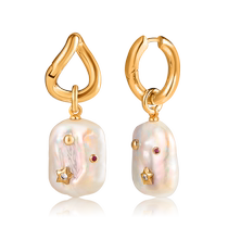 (Stars same) Anplatinolly Freshwater Baroque Pearl Earrings 2024 New Burst of Ear Accessories