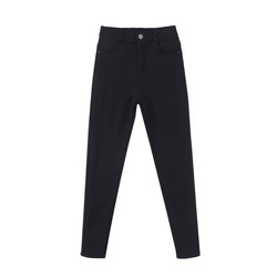 2024 new winter style velvet and thickened eight-point leggings for small people to wear as outer wear black nine-point high-waisted pencil pants