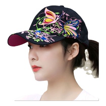 Hat womens spring and summer duck bill casual versatile sun hat sun protection sun hat ethnic style butterfly embroidered baseball cap