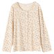 Dingguagua ສີຝ້າຍພິມແມ່ຍິງ pajama tops ແຂນຍາວ placket ຄໍຮອບໃນນຸ່ງເສື້ອ bottoming ເສື້ອກັນໜາວ ຊັ້ນດຽວ ສຳ ລັບຜູ້ຍິງ