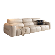 Pashaman leather sofa living room 2024 new imported first layer cowhide cream style large black cow straight row minimalist