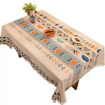Retro cotton and linen fabric tablecloth waterproof and oil-proof coffee table tablecloth tablecloth tablecloth light luxury and high-end Retro cotton and linen fabric tablecloth waterproof and oil-proof coffee table tablecloth tablecloth tablecloth light luxury and high-end