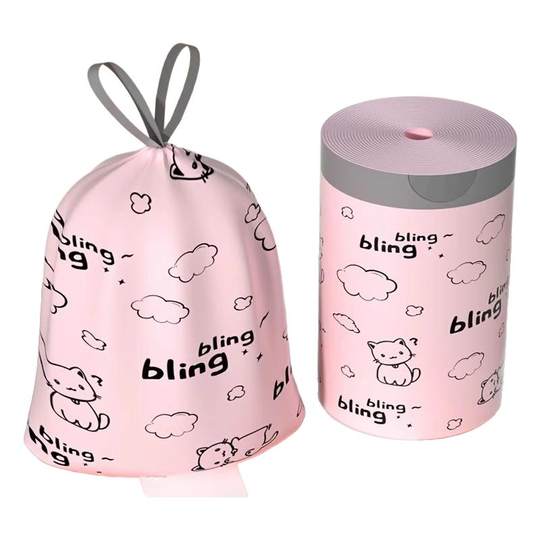 Printed garbage bag thickened and tear-free household drawstring portable kitchen large-sized extra-thick dormitory bathroom cleaning
