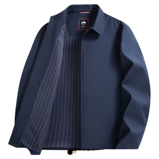 罗蒙中老年干部装2025秋冬短款加棉立领爸爸翻领行政夹克羽绒外套