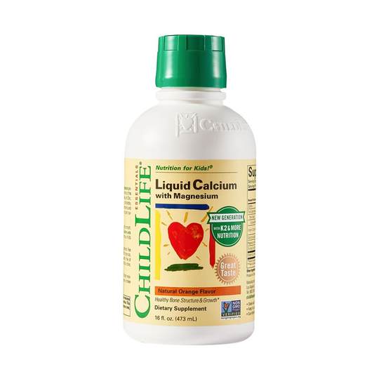 ChildLife childhood calcium magnesium zinc liquid calcium large white bottle calcium supplement K2 for infants and young children