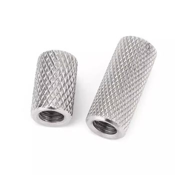 Stainless steel extended cylindrical knurled nut hand-twisted mesh pattern