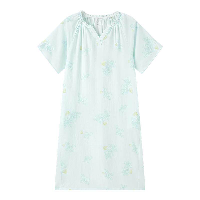 Cotton era new product 26 women's double-layer gauze home skirt green bottom lemon long skirt for women