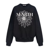 MardiMercredi Daisy Badge Embroidered Round Neck Sweater College Style Pure Cotton Loose Korean Style Top for Women