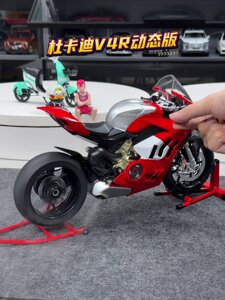 杜卡迪V4R摩托车模型仿真可打火启动机车模型摆件男孩玩具车礼物