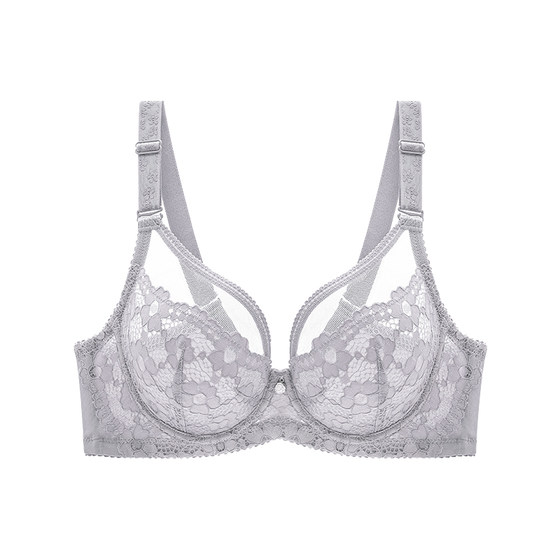 Yiqian underwear women's thin models gathered French lace white big size bra