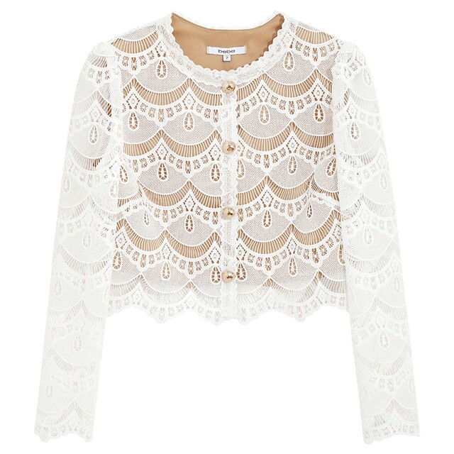Bebe ladies design imitation hammer pattern exquisite lace small aroma short style jacket 340303