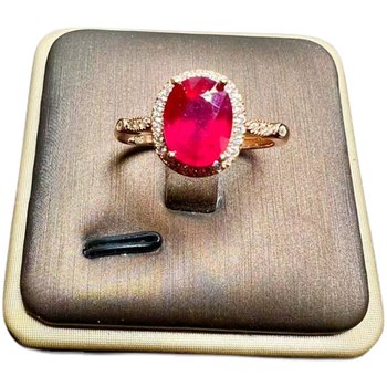 Pigeon blood red ruby ring 7×9 newly burned ruby 925 silver finely inlaid natural colored gemstone jewelry