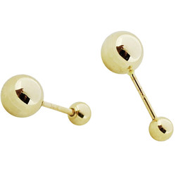 14K Golden Earrings Female Korean Golden Doudou earrings sleep without picking mini double -headed screw ear bone bone nails