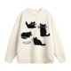 Trendy cat mohair crew neck sweater for men and women
