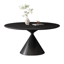 Round dining table modern simple light luxury 2024 new small apartment solid color cream style slate dining table for home use