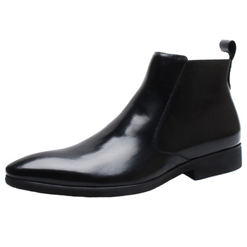 British style pointed leather shoes zipper chelsea boots trend